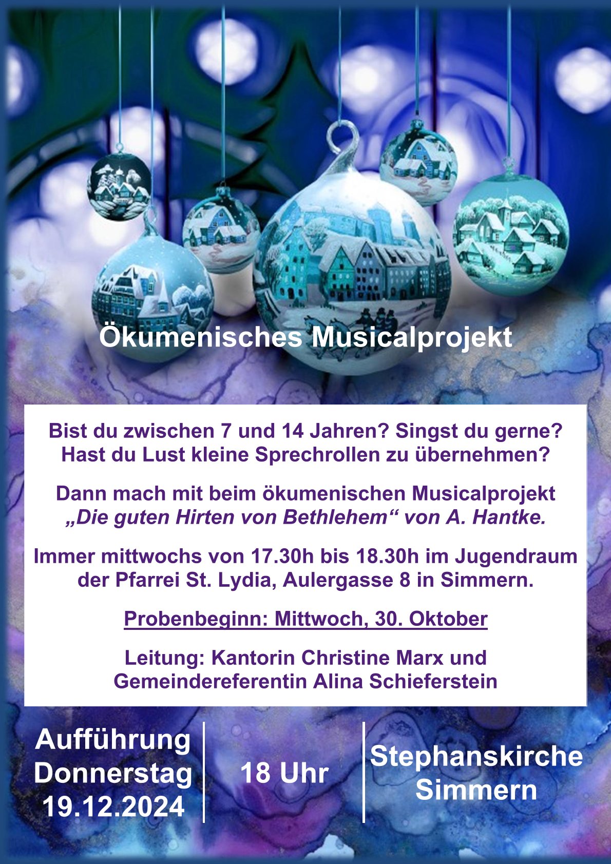 Ökumenisches Musicalprojekt Flyer Beginn 30. Oktober